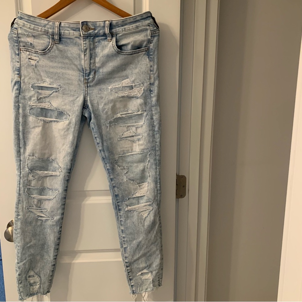 America Eagle | 12 Short | next level stretch | jegging | light wash